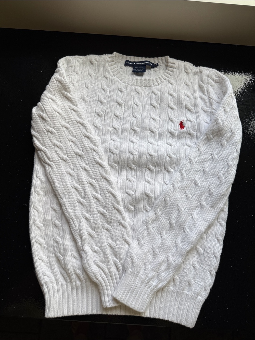 Ralph Lauren women’s White Cable-Knit Crewneck Sweater